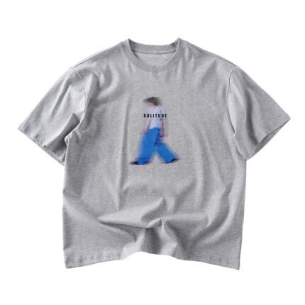 Style 88067 heather grey graphic T-shirt, flat lay front view