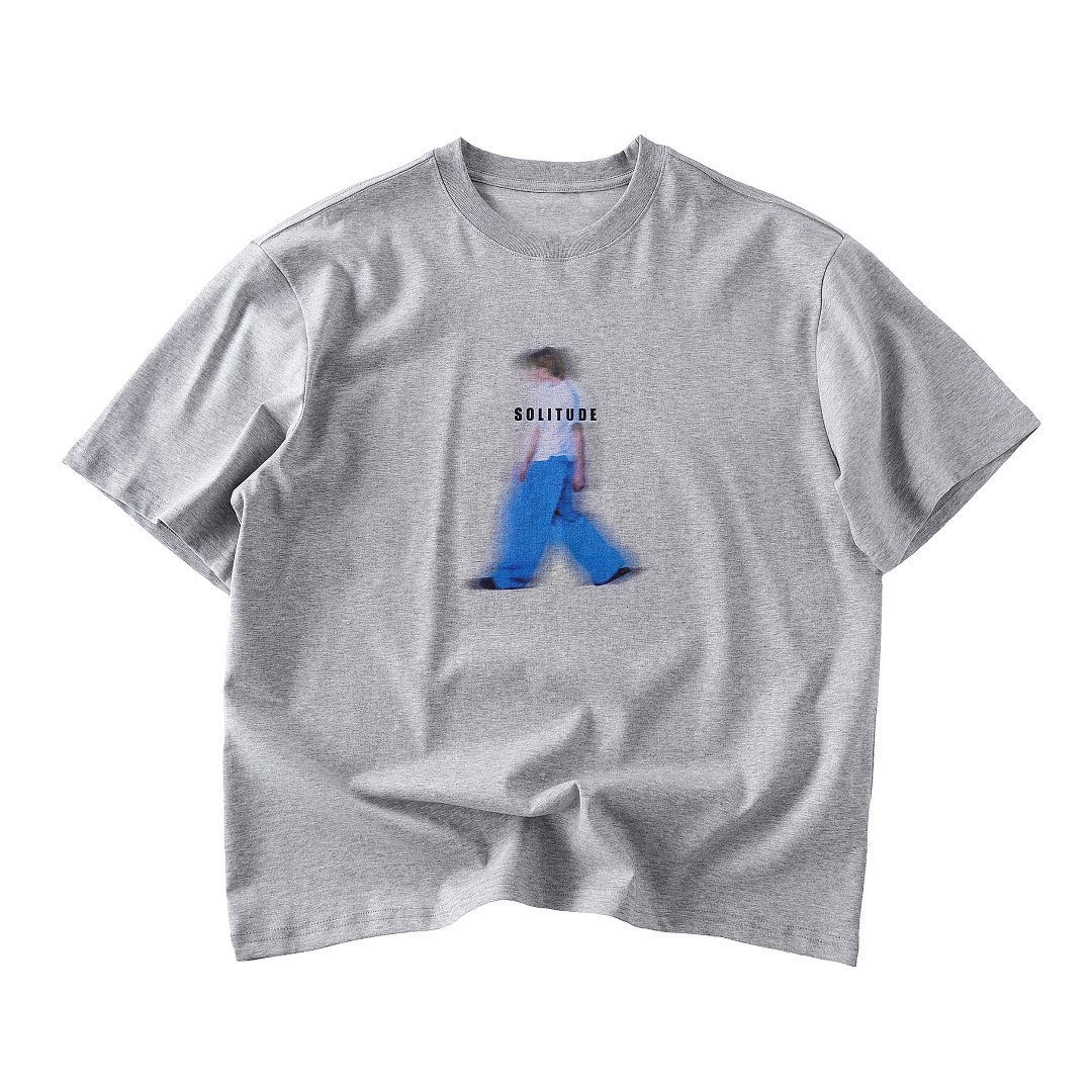 88067 – Heather Grey – Flat Lay Style 88067 heather grey graphic T-shirt, flat lay front view